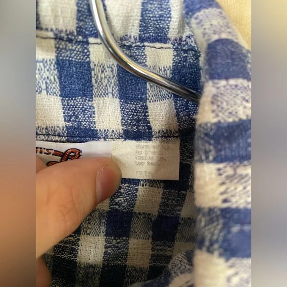 Vintage 60s 70s Levi's Blue and White Gingham Lite Jacket Flannel - Picture 4 of 9